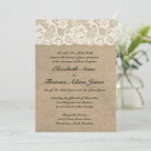 Lace Kijk & Burlap Weddenschap Kaart (Staand voorkant)