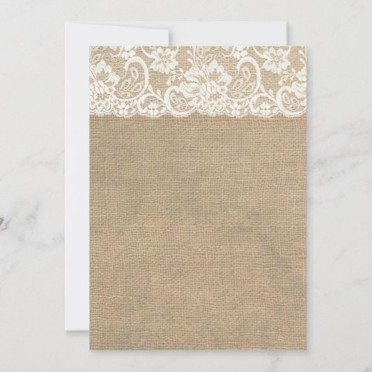  Lace Kijk & Burlap Weddenschap Kaart (Achterkant)