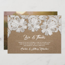 Lace | Kraft Paper Weddenschap Hartelijk dank Bedankkaart