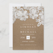 Lace | Kraft Paper Wedding Save the Date Kaarten (Voorkant)
