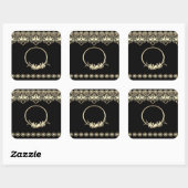 Lace Lacy lijst gouden romantische aanpasbare teks Vierkante Sticker (Vel)