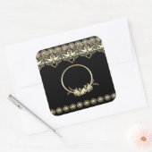 Lace Lacy lijst gouden romantische aanpasbare teks Vierkante Sticker (Envelop)