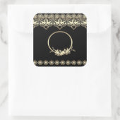 Lace Lacy lijst gouden romantische aanpasbare teks Vierkante Sticker (Tas)