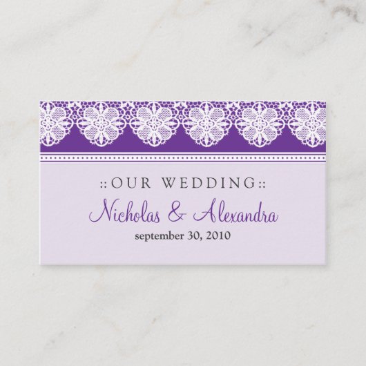 Lace Lavendel Wedding Website Kaart (Voorkant)