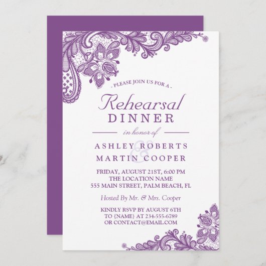 Lace Lavender Paars | Weddenschappen Kaart (Voorkant / Achterkant)