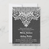 Lace Leather Rustic Black White Biker Wedding Kaart (Voorkant)