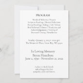 Lace Lijst Begrafenis Viering van Life Programma (Achterkant)