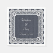 Lace Lijst Blue Denim Wedding Servetten (Voorkant)