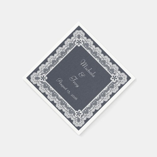 Lace Lijst Blue Denim Wedding Servetten (Hoek)