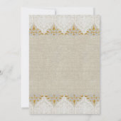 Lace Linen Gold Wedding Monogram Damask Kaart (Achterkant)