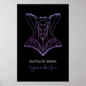 Lace Lingerie Boutique Logo Black Paars Poster (Voorkant)