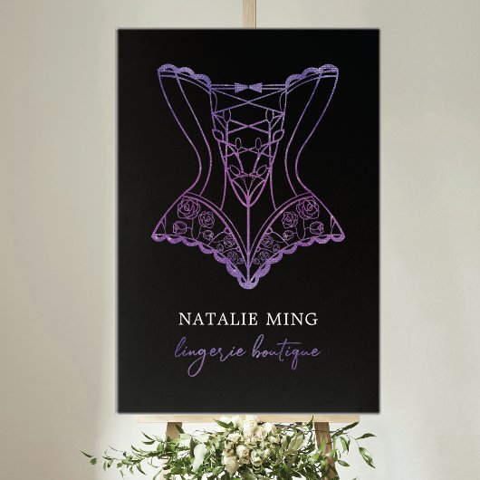 Lace Lingerie Boutique Logo Black Paars Poster