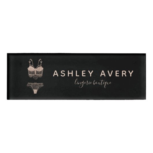 Lace Lingerie Boutique Logo Business Naambadge (Voorkant)
