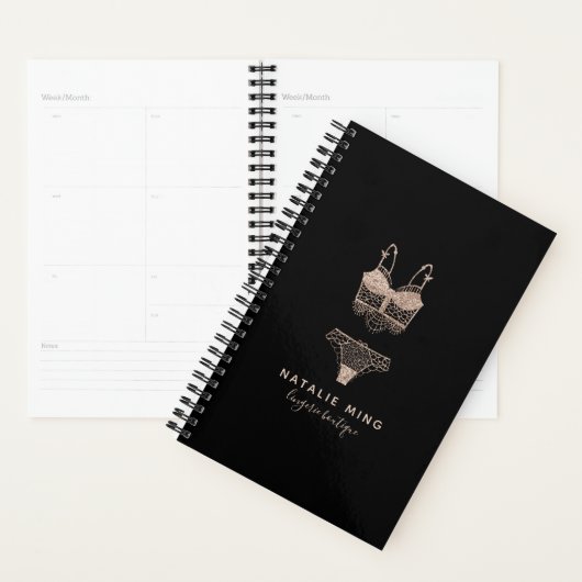 Lace Lingerie Boutique Logo Business Planner (Display)