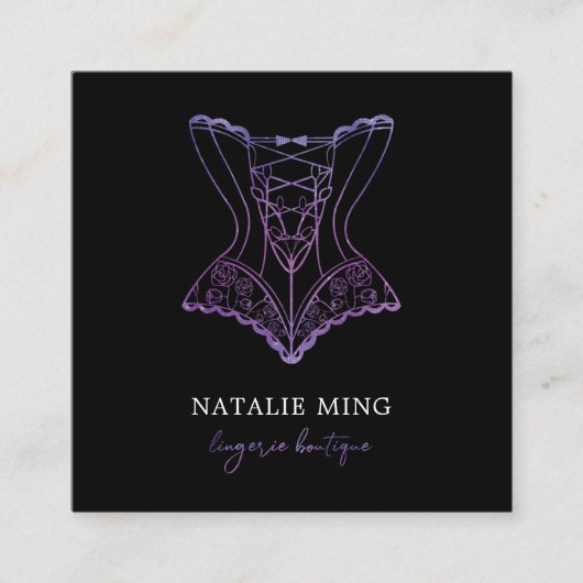 Lace Lingerie Boutique Logo Paars Visitekaartje (Voorkant)