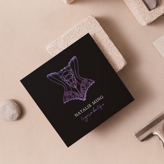 Lace Lingerie Boutique Logo Paars Visitekaartje