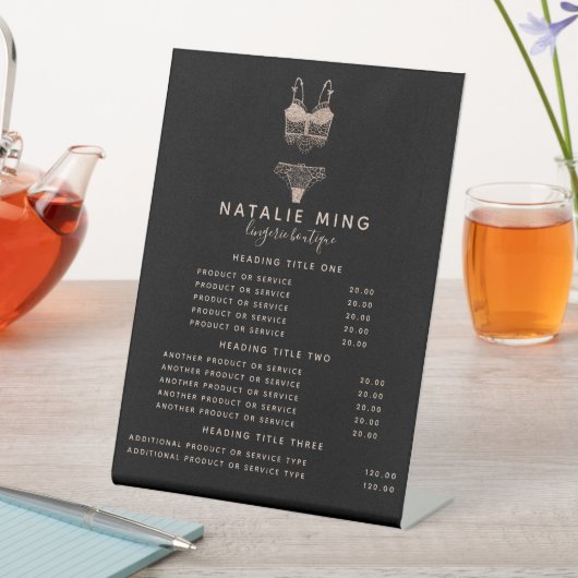 Lace Lingerie Boutique Logo Pricing & Services Reclamebord Met Voetstuk (Insitu)