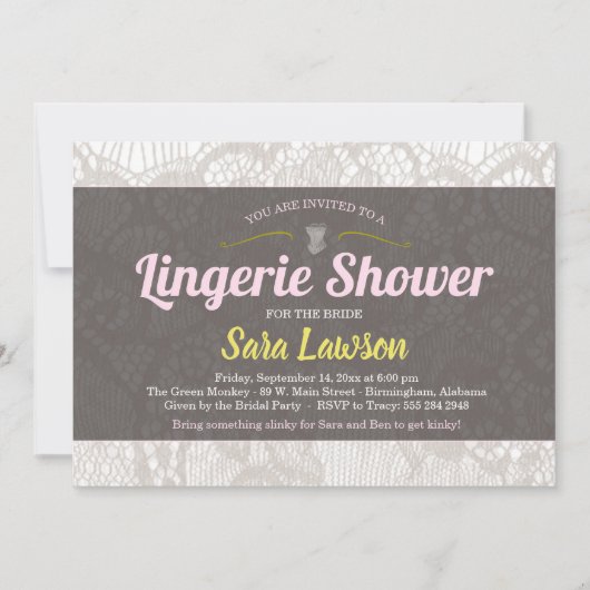 Lace Lingerie Bridal Shower Uitnodiging (Voorkant)