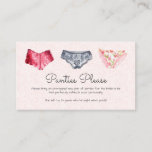 Lace Lingerie Shower Panty Party Informatiekaartje<br><div class="desc">De roze lace panty van de partijenomheining kaartjes kenmerkt panties op een lacy achtergrond. Neem deze omhullingskaart mee met de coördinatie van de lingerie-uitnodiging tot douche.</div>