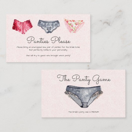 Lace Lingerie Shower Panty Party Informatiekaartje (Voorkant / Achterkant)