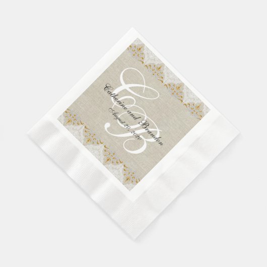  Lace Linnen Rustiek Trouwpapier Servetten (Hoek)