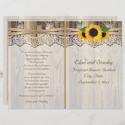 Lace-lint en zonnebloemen op het programma voor de (Voorkant / Achterkant)