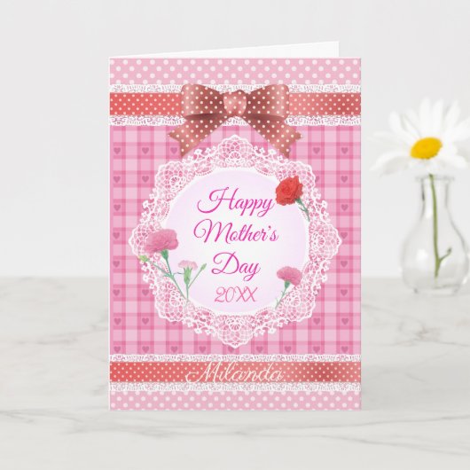 Lace Lint Gelukkige Moederdag Kaart (Kleine Plant)