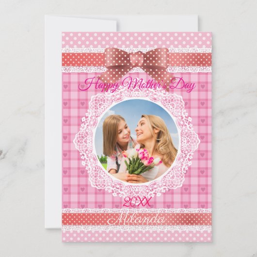 Lace Lint Gelukkige Moederdag Kaart (Voorkant)