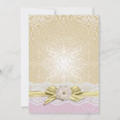 Lace lint goud/lavendel damast bruiloft uitnodigen kaart (Achterkant)