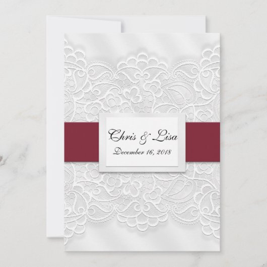 Lace look Deep Red Wedding Aankondiging 5x7 (Voorkant)