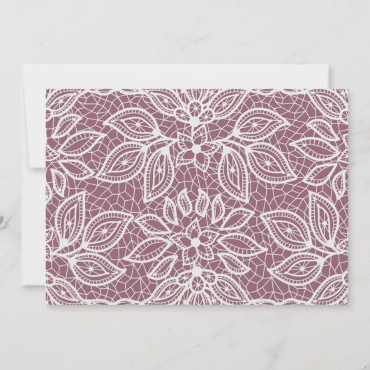 Lace Look Mauve bruiloft Dank u foto Bedankkaart (Achterkant)