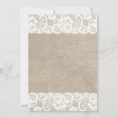 Lace look Rustic Burlap Wedding Invitation Kaart (Achterkant)