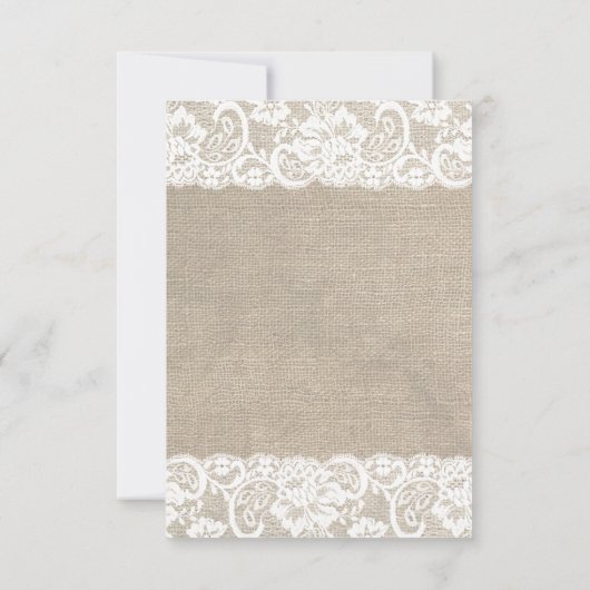Lace look Rustic Burlap Wedding RSVP-kaart RSVP Kaartje (Achterkant)