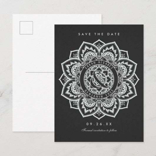 Lace Mandala Bewaar de datum bruiloft Briefkaarten (Voorkant / Achterkant)