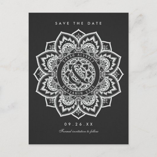 Lace Mandala Bewaar de datum bruiloft Briefkaarten (Voorkant)