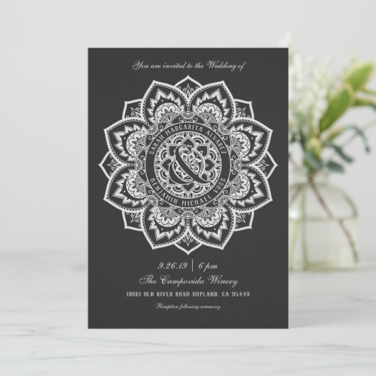Lace Mandala Wedding Invitations Kaart (Staand voorkant)