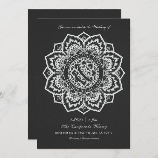 Lace Mandala Wedding Invitations Kaart (Voorkant / Achterkant)