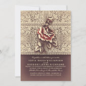  Lace Marsala Roos huwelijksuitnodigingen Kaart (Voorkant)