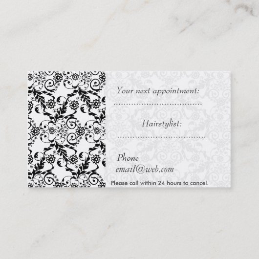 Lace Modern Subtlety Damask Hair Salon Appointment Afsprakenkaartje (Achterkant)