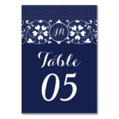 Lace Monogram Trouwtafel Nummers Kaart (Voorkant)