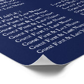 Lace Navy Blue Wedding Seating Chart 12 Tables Poster (Hoek)