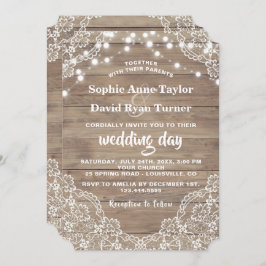  Lace Old Barn String Lights Wedding Kaart