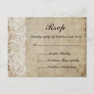 Lace Old World RSVP-Briefkaart Uitnodiging Briefkaart