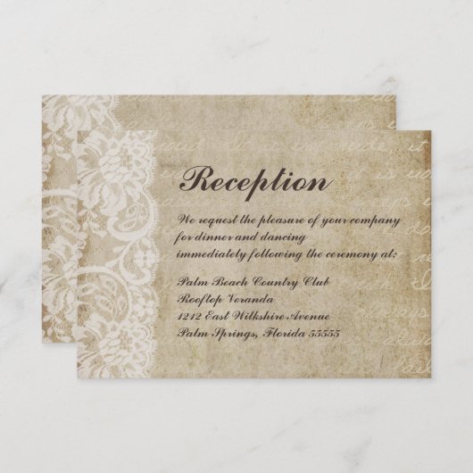  Lace Old World Weddenschapskaart Informatiekaartje (Voorkant / Achterkant)