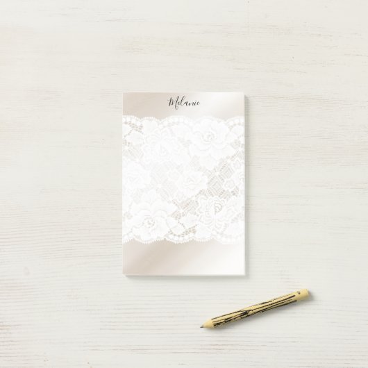 Lace op Blush Post-it® Notes (Op bureau)