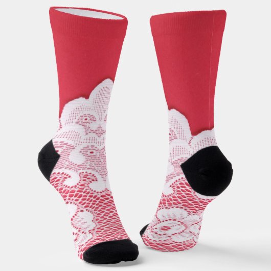 Lace op rood sokken (Gebogen)