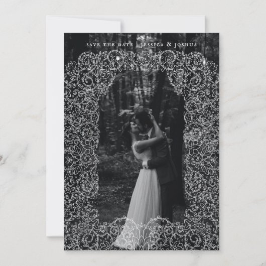 Lace Overlay Wedding Photo Save the Date Bedankkaart (Voorkant)