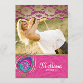 Lace Peacock Sweet Sixteen Aankondiging Zebra Roze