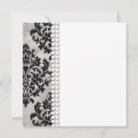 Lace Pearl Damask Zwart Wit Formeel Vrijgezellenfe Kaart (Achterkant)