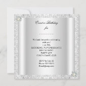  Lace Pearl Silver White Elegant Birthday Kaart (Achterkant)